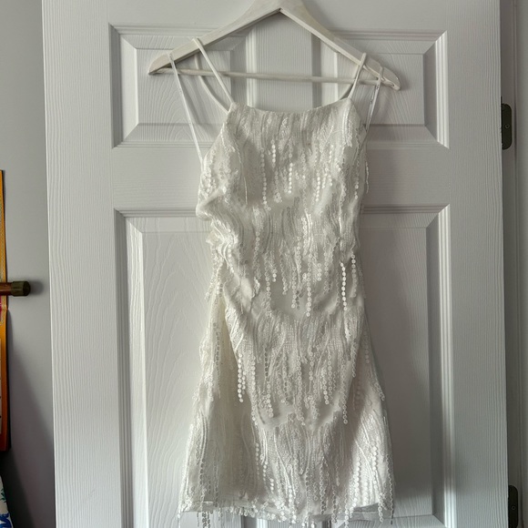 White Party Dress with Open Back - Picture 1 of 8